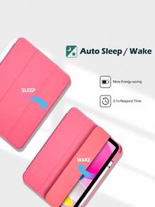 Hybrid Slim Case Compatible With Ipad Air 11-Inch M3 (2025) / M2 (2024), IPad Air 5th (2022) / 4th Generation (2020) 10.9 Inch - Shockproof Cover With Clear Back Shell & Pencil Holder, Watermelon Pink - Hot Pink - View 2