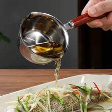 1pc Stainless Steel Mini Oil Pot, Household Milk Pot, Kitchen Oil Drizzling Tool, Oil Heating Pot - Silver - View 6