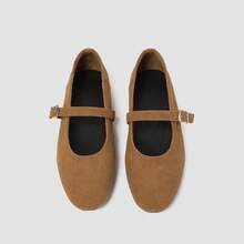 Women's Solid Color Mary Jane Shoes, Simple Design - Rust Brown - View 2