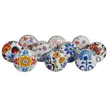 Royal Kraft Vintage Multicolor Painted Ceramic Pull Knobs For Kitchen Cabinet, Door & Drawer, Wardrobe, Cupboard (Set Of 10) Sknob012 - Sknob012 - Xem 2
