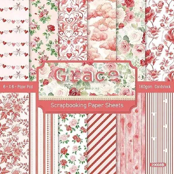 24pcs Valentine's Day Scrapbooking Paper - Red, Love, Romantic Handmade Gift Materials, 6-Inch Single-Sided Themed Collage Decorative Paper, Folded Flat, Card Making, Photo Diary, Crafts - DIY Album Scrapbook Paper, Planner Supplies, 12 Unique Designs, 6-Inch Patterned Paper For Valentine's Day Celebrations, Weddings, Gifts Or Birthdays. Ideal For Card Making, Album Decorations Or Gift Wrapping, Creating A Joyful Aesthetic, High-Quality Materials For Gift Packaging And Holiday Decorations