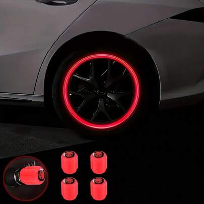 4 Fluorescent Skull Tire Valve Caps, Glowing Car Wheel Valve Caps, Universal Accessories For SUVs, Bicycles, Trucks, Motorcycles