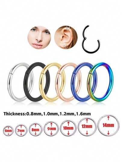 CatDObo 1 pieza Aro para la nariz sin costura de acero inoxidable 316l, joyería de perforación, arete multifuncional para cartílago cerrado, adecuado para uso diario de hombres y mujeres