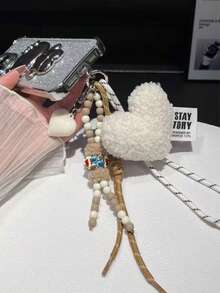 Soft Plush Heart Pendant Mobile Phone Hanger, Personalized Girl's Bag Accessory Plush Heart Keychain, Cute Multi-Color Key Ring, Backpack Wallet, Coin Wallet, Can Be Used As A Bag Accessory, Suitable As A Gift For Girls On Valentine's Day Or New Year's Day. - Multicolor - View 7