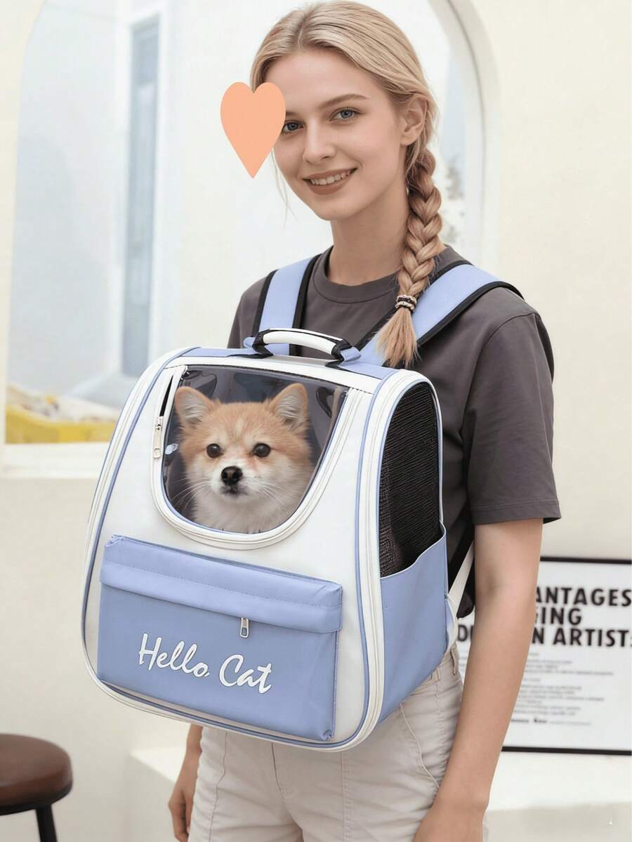 Bolsa de viaje portátil para gatos y perros con malla transpirable, correas para el hombro y la mano. Gran capacidad para artículos para mascotas, soluciona la constricción del hombro y el espacio limitado. Sin olor y sin estrés. Práctica para salidas diarias. - Multicolor - Ver 1