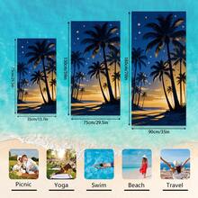 1条热带日落棕榈树沙滩巾，超柔软超细纤维特大号沙滩毯，超强吸水浴巾，适用于海滩、泳池、旅行、露营、瑜伽浴室装饰 - 彩色 - 查看 3
