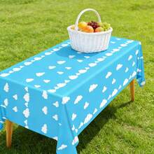1/3 包卡通故事桌布，奶牛图案印花桌布，蓝天白云图案，奶牛主题生日派对装饰，适合激发灵感的故事主题派对装饰用品，尺寸 54 x 108 英寸 - 彩色 - 查看 6