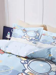 2/3pcs Kids Customized Bedding Set (1 Double-Sided Duvet Cover + 1/2 Single-Sided Pillowcase), 100% Polyester, Digital Printed Astronaut Pattern, Personalized Gift For Boys And Girls, Bedroom Decor - Multicolor - View 4