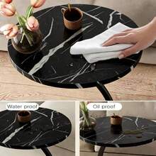 Mesa Auxiliar En Forma De C Para Sala, Mesas Laterales Redonda Para Sala, Mesita De Centro Mesita Auxiliar Minimalista Moderna, Para Sofás Y Camas, Espacio Pequeño, Dormitorio - Negro - Ver 5