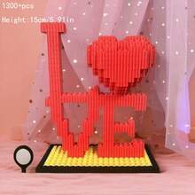 3D立体拼图花朵心形积木玩具，创意DIY手工礼物，花束积木，小颗粒拼装积木，立体玩具，情人节礼物，送给朋友和家人，青少年和成人皆宜 - 彩色 - 查看 12