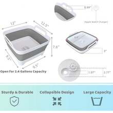 1 Pack Collapsible Dish Basin 2.4 Gallon Foldable Kitchen Sink With Drain Plug, Space-Saving Gray Washing Basin For RV Camping, Dishwashing, Vegetable & Fruit Cleaning - Ideal Gift For Campers - Xám - Xem 2