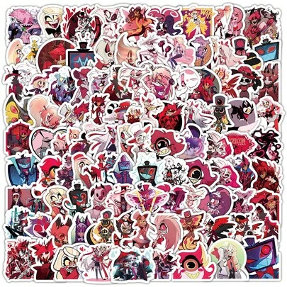 103pcs Haz-Bin/Hotel Anime Keychain, Anime Fans Merchandise, DIY Personalized Idol Merchandise Gift For Friends Birthday, Sticker Collection, Decorative Items, Lovely Small Gifts, Valentine's Day Gift, Collectibles
