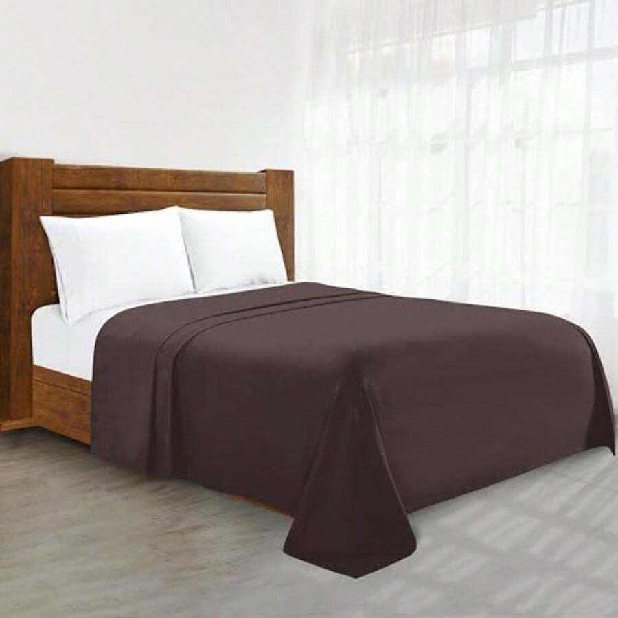 Elegant Comfort - Sábana Plana de Lujo de 1500 Hilos, Calidad egipcia, Libre de Arrugas, 1 Pieza, Azul Marino, , 1(Queen Marrón Chocolate) - Multicolor - Ver 1