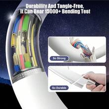 1-Pack/2-Pack 10FT 60W USB C To USB C Cable, Type C To Type C Cable,Fast Charging Cable For IPhone Air 17 16e 16 15 Pro Plus Pro Max,For Galaxy S25/S24, For IPad Pro/Air/Mini, For MacBook Pro/Air And More - White-2m - View 4