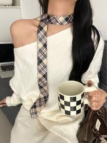 1pc Vintage Striped Waist Belt For Women, Japanese Style, British School Uniform Inspired Striped Knit Tie, Party Costume Accessory, Shirt Decoration, Birthday Surprise, Christmas Gift For Family And Friends, Valentine's Day Gift, Shiny Belt, Summer Outfit Accessory, Dance Prop - Multicolor - View 7