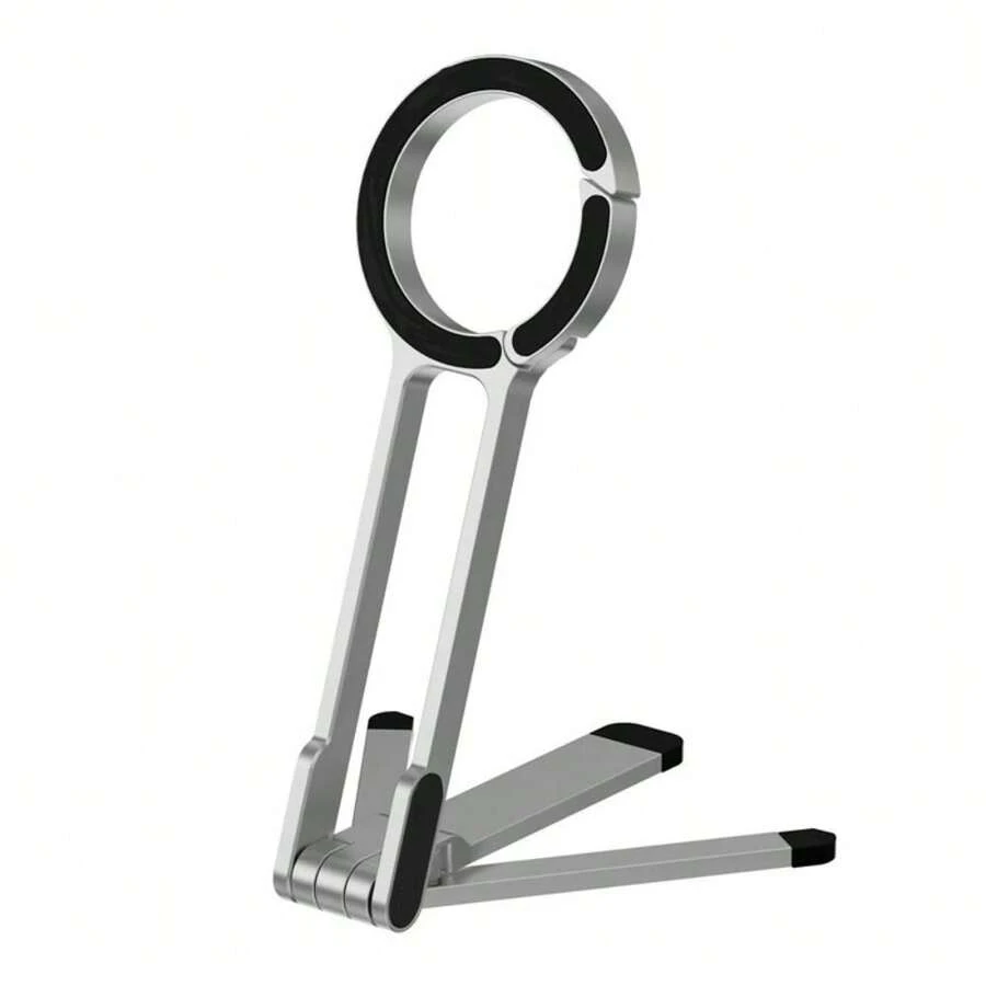 Portable Foldable Desktop Phone Holder Adjustable Creative Carabiner Mount Stand For All Smartphone Magnetic Mobile Phone Tripod - 白色 - 查看 1