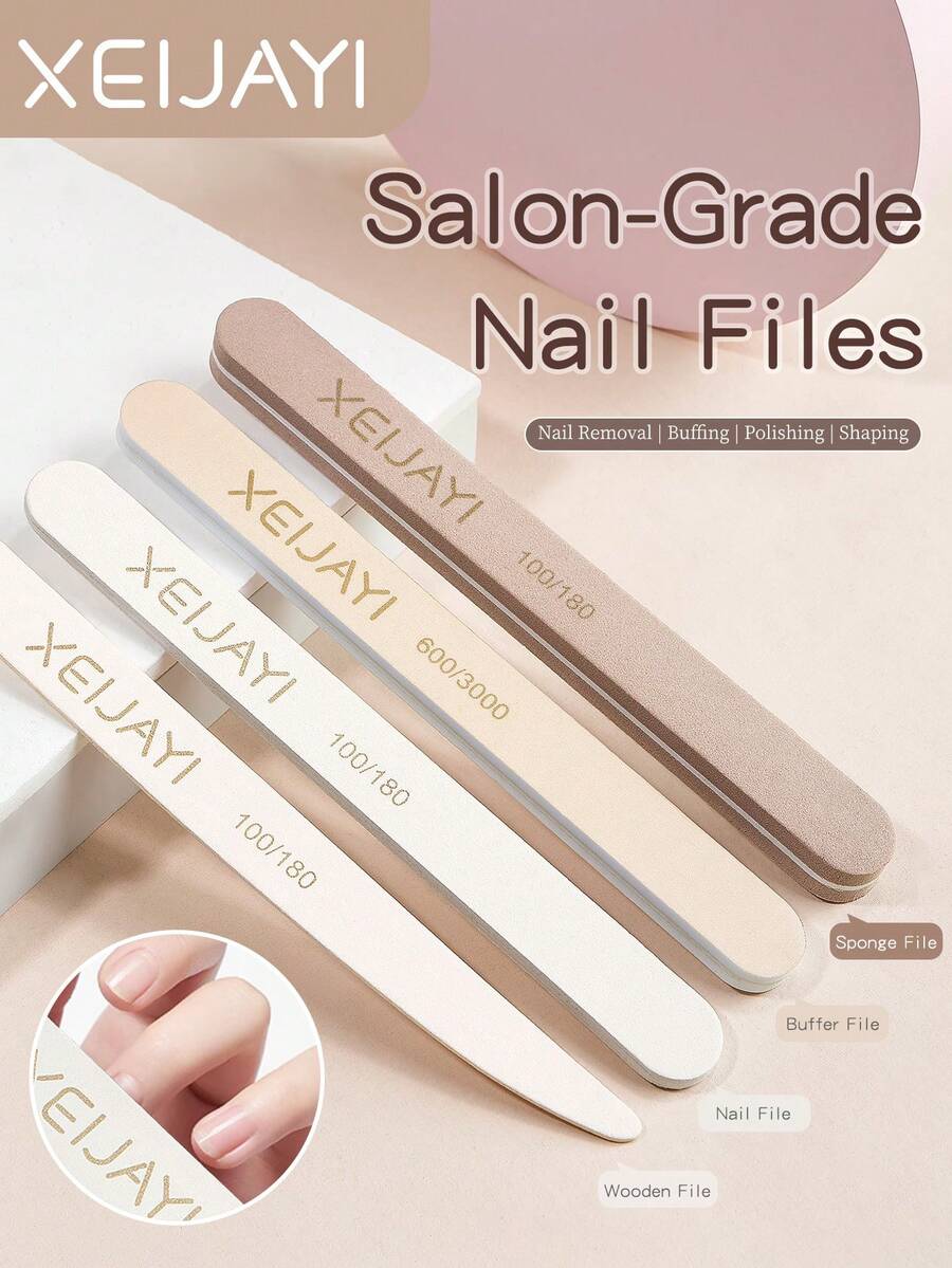 美甲磨砂条、指甲打磨条、海绵磨砂条、抛光条、塑形条、卸甲条、抛光条、美甲沙龙工具 - 彩色 - 查看 1