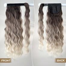 夹式马尾接发，黑色、酒红色渐变、黑色、灰色渐变、棕色波浪纹马尾，24英寸，耐热硬质合成发片，适合女性圣诞节、万圣节、音乐节派对和日常使用。 - 拼色 - 查看 7