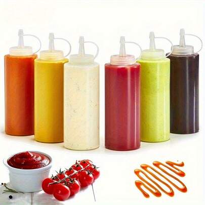 1/2/4/8pcs Transparent Plastic Squeeze Bottles With Precise Control Nozzle - Essential Kitchen Tool, Suitable For Sauces, Oils, Condiments, Etc.