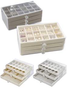 1/3 Tier Transparent Jewelry Storage Box, Jewelry Organizer For Rings, Necklaces, Bracelets, Earrings, Women's Holiday Gift, Anniversary Present - Doge - View 2