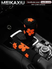 MEIKAXIU 1 Set (2pcs) 3D Puff Embroidery Fabric Car Handbrake Cover, Gear Shift Knob Cover, Steering Wheel Cover Set, Car Interior Accessories, For Women - 3D Foam Flowers - View 13