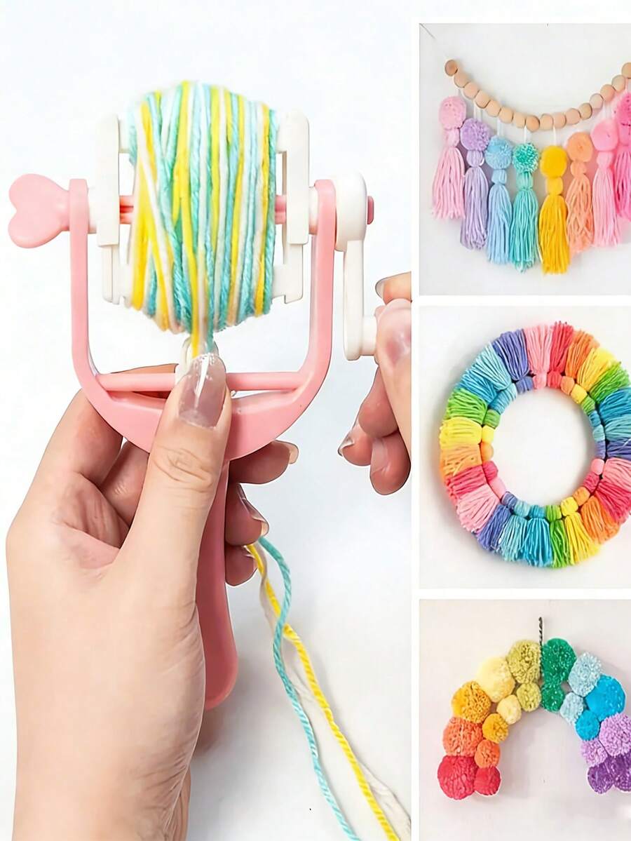 手动曲柄绕线器 | 适用于纱线、绳索、细线、丝带、头发及其他重型工艺工具 - 配有夹紧装置、速度控制和稳定底座 - 非常适合手工制作、钩织娃娃、绒球、流苏等 - 粉色和白色 - 操作简便 - 彩色 - 查看 1