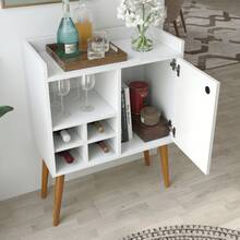Retro Buffet Sideboard With Spindle Legs, Door And Shelves, For Living Room, Office, Or Coffee Corner - trắng - Xem 2