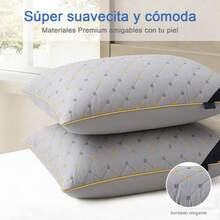 Bordado premium Almohada 1/2pz 60cm*40cm tamaño estander microfibra suave y soporte para dormitorio en casa y sala de estar en sofá - Gris - Ver 2