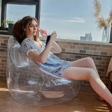 1pc Outdoor Transparent Inflatable Sofa, Multi-Functional Portable Camping Inflatable Sofa With Transparent Backrest Support, Quick Inflation, Suitable For Indoor And Outdoor, Made Of Durable Anti-Scratch PVC Material - Multicolor - View 2