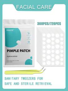 720pcs Face Care Acne Patch, Gentle & Non-Irritating, Alcohol-Free, Blemish Cover, Blackhead Care, Free Tweezer Included, Suitable For Lashes & Acne