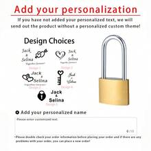 1pc Personalized Engraved Brass Love Lock, A Romantic Token Tailored For Couples, Also Suitable As A Gift For Weddings, Engagements, Anniversaries, Honeymoons, Valentine's Day. Made Of Premium Brass With Durable Quality, Supports Custom Engraving Of Names, Dates, And Unique Loving Messages. - Multicolor - View 12