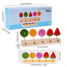 蒙特梭利木制冰淇淋过家家厨房玩具，学前儿童木制益智玩具，男孩认知玩具 - 彩色 - 查看 11