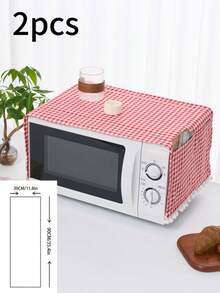1/2pcs Red Plaid Microwave Dust Cover, Minimalist Design With Tassel, Kitchen Appliance Dust Cover, Air Fryer Oven Cover, Versatile For All Seasons - Red - View 14