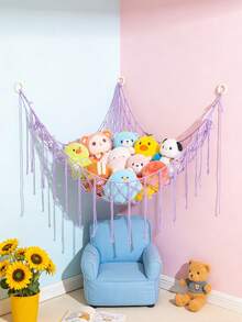 1个紫色转角挂网，波西米亚风格收纳转角挂架，用于展示物品，适合女孩房装饰、迎婴派对、性别揭晓派对 - 紫色 - 查看 4