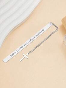 1pc Inspirational Bookmark With Bible Verse - "With God All Things Are Possible" - Christian Religious Gift, Suitable For Women, Men, Teens, Graduates, Book Lovers, Christians - Bible Study Motivational Bookmark, School Supplies, Back To School Gift, Birthday Gift, Encouragement Gift - Multicolor - View 9