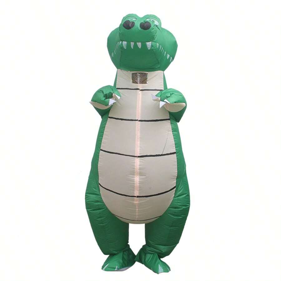 1pc Inflatable Alligator Costume, Unisex - Full Body Heart-Themed Fancy Dress, Suitable For Halloween, Carnival, Christmas And Various Event Parties - Big Crocodile - View 1
