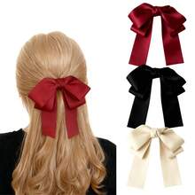 3个装大号蝴蝶结发夹，红色、米色、黑色，女孩发带蝴蝶结发饰