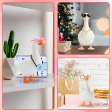 15PCS Desk Goose Outfits Inches, Cute Inch Desk Goose Outfits, Porch Gooses Accessories With 6 Glasses 2 Camera, Necklace, Desktop Gooses Statues And Halloween Decorations - Initial - View 6