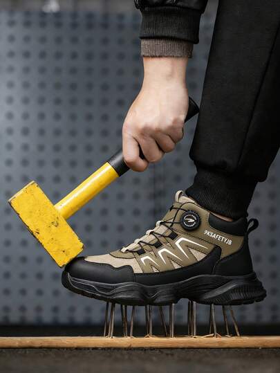 男女通用工作训练安全靴，男士高帮钢头运动鞋，运动安全鞋，安全训练鞋，耐用，男士工作靴，工作靴，钢头训练安全运动鞋，防刺穿防压缓冲鞋底，四季通用工作靴，防压防刺穿，适合户外、徒步旅行，适应性强，理想的工人礼物，耐用橡胶外底，女士工作靴，工作鞋，男士高帮安全鞋