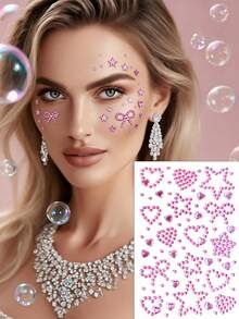 1 Tờ gồm khoảng 350 miếng dán đá hình ngôi sao và trái tim - Phong cách Y2K, Ngày Valentine, Năm mới, Âm nhạc, Ngày lễ - Đá trang trí mắt và mặt DIY - Màu đỏ, hồng, trắng, xanh dương, thích hợp cho biểu diễn khiêu vũ, tiệc tùng, cosplay sân khấu, đám cưới, hình xăm giả. - Nhiều màu - Xem 5