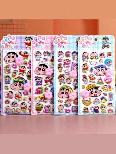 1pc Crayon Shin-Chan Cute Cat Paw Squeeze Stress Relief Sticker, Suitable For Luggage, Cup, Planner, Phone Case, Gifts, Handmade Decorations, And Diary Decoration