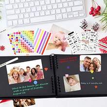 lbum de Fotos Scrapbook, lbumes de Recortes de Bricolaje 80 Pginas, Scrapbook Memoria de Viaje con Pegatinas y Bolgrafos, Regalo para Cumpleaos, Navidad, Pareja, Boda Aniversario, Negro - como se muestra en la figura - Ver 7