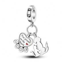 925 Pure Silver Adorable Pet Series - Cat Claw Guardian Pendant, Cat Claw Fishbone Pendant, Friendship Cat Claw Pendant, Magic Cat Pendant, Fishbone Cat Claw Print Pendant, Cat And Dog Claw Print Earrings, Cat Claw Bone Pendant, Moon Cat Claw Beads, Cute Cat Beads, Sweet Cat Claw Beads, Lotus Cat Moon String Pendant - Multicolor - View 19