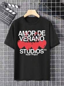 T-Shirt "AMOR DE VERANO STUDIOS" | Lässiges und bequemes Herren-T-Shirt aus reiner Baumwolle - Schwarz - Übersicht 2