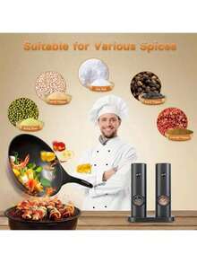 电动盐和胡椒研磨器，带底座，不锈钢电动胡椒研磨器，全自动黑胡椒研磨器，白胡椒研磨器，方便耐用，优雅的电动研磨器，适合家庭厨房、聚会和晚餐，全年可用，电池供电 - 彩色 - 查看 9