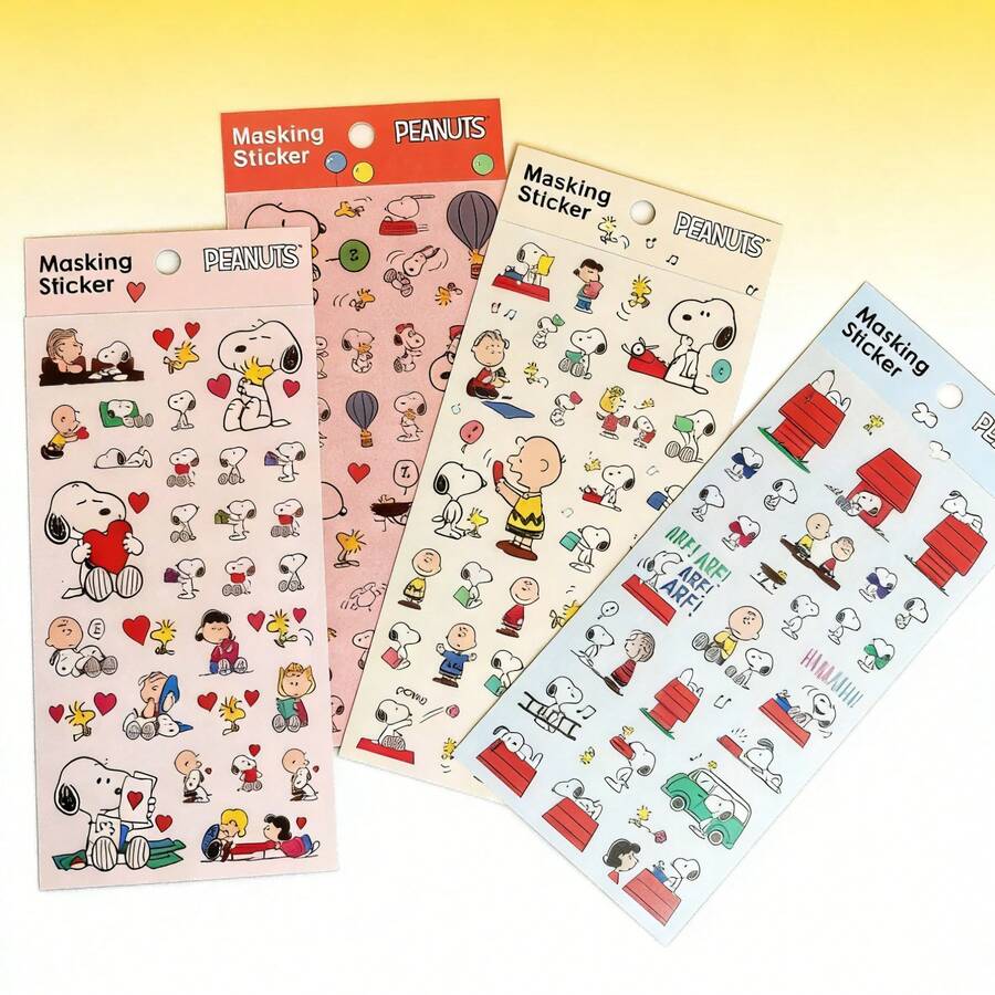 1set/4pcs Snoopy Cartoon Stickers, Planner And Card Stickers Are Cute And Charming. Perfect Small Gifts For Fans, Family, And Friends. Valentine's Day Gift, New Year's Gift, Valentine's Day Gift, Easter Gift - Multicolor - View 1