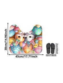 1pc/3pcs Spring Easter Colorful Eggs & Cartoon Rabbit Pattern Bathroom Mat, Machine Washable 1200g/㎡ Polyester Fiber Decorative Floor Mat, 10mm Thick, TPR Non-Slip Bottom, Soft & Absorbent, Foldable & Easy Care, Suitable For Bathroom, Shower, Toilet, Living Room, Entryway, Easter Home Decor, Multi-Scene Use, Easter Gift