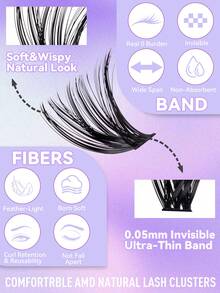 640/544/280 Clusters D Curl Manga Eyelash Set, Customized DIY Single Cluster False Eyelashes 10-16mm, Fluffy Dense 3D Russian Mink Fur Eyelashes, Dramatic Messy Makeup Effect, Portable And Easy To Use, Suitable For Daily, Cosplay, Stage Makeup - 黑色 - 查看 5