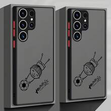 1pc Shock-Proof Matte Texture Simple Transparent Hard Case With Cute Cartoon Football Pattern, Compatible With Apple 12 Pro Max/13 Pro Max, Galaxy A56, Honor X7b, OnePlus 11 - Black - View 2