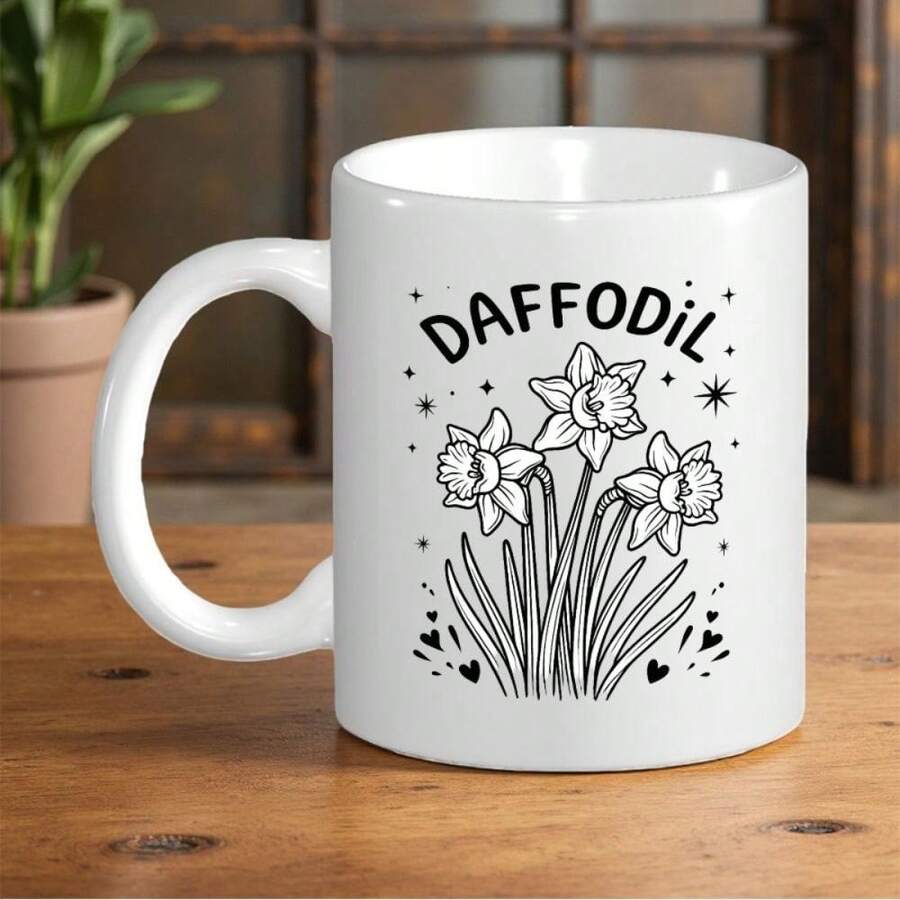 11oz Daffodil Humorous CartoonCeramic Coffee Mug Coffee Cup Christmas Halloween Thanksgiving Birthday Holiday Unique Hand Wash Only Home Reading Office, Gag Gift For Men Women, Hilarious Birthday Present For Best Friend Girlfriend Boyfriend - Humor Gifts For Him Her - 11 Oz Cup - Blanco - Ver 1